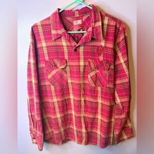 World of Warcraft Horde Plaid Flannel Shirt XL Blizzard Red Button Up